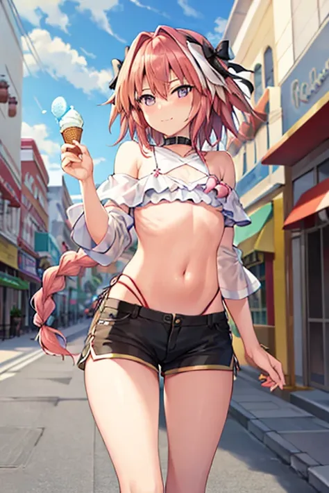 astolfo, beautiful and slim perfect body, rasgos muy females, cuerpo female sexy muy delgado, flat chest, pectorals, not breasts...