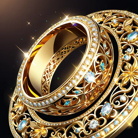 jewelry, gold, decorative, shining, dark background