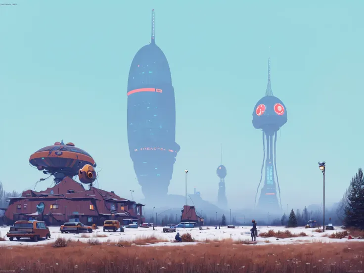 (lora:21stalenhag:1),(masterpiece), (best quality), (ultra-detailed), (best illustration), (best shadow), (absurdres),((draw by ...