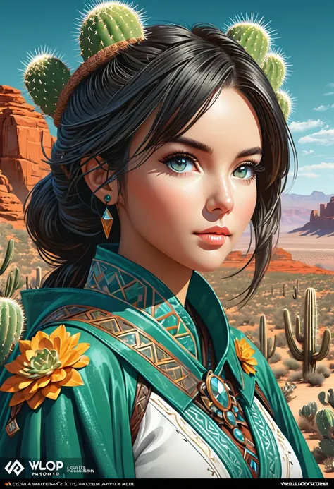 Anthropomorphic female cactus mage. Official Art – Charecter profile. An Award-Winning Digital Masterpiece In 4K Ultra HD, Extreme Detail And Intricate Realism. Symmetrical Face. This Concept Art Brought To Life By The Hands Of Artists Like Wlop & Artgerm ...