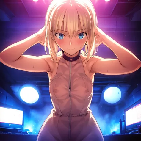 High resolution, 最high resolution,high resolution,{Things to know_f de stay night ufotable:1.15}, Rubio_ Best Quality, masterpiece, フルnude,Sweatだく,Blushing,smile,Armpitアップ,Sweat,Armpitを広げて見せている,bed,Moist,Blonde,whole body,pubic hairあり,Love juice,Armpit,sid...