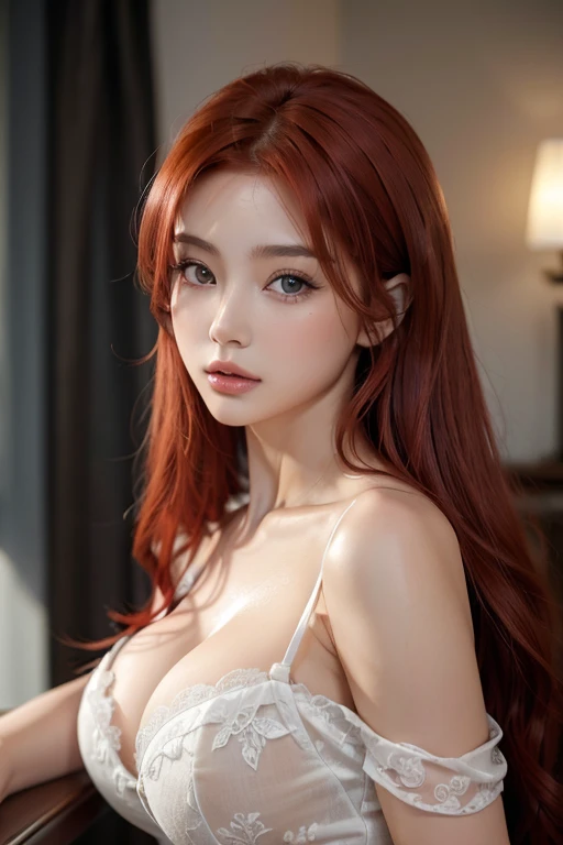 One Girl, (Highest quality:1.4), (Very detailed), (Detailed light), (Very detailed美しい顔), Great face and eyes, ((Red Hair 1.5)), Brown eyes, Beautiful lightweight lace detail, Beautiful breasts,, Very detailed CG 統合 8k 壁紙, High resolution raw color photos, ...