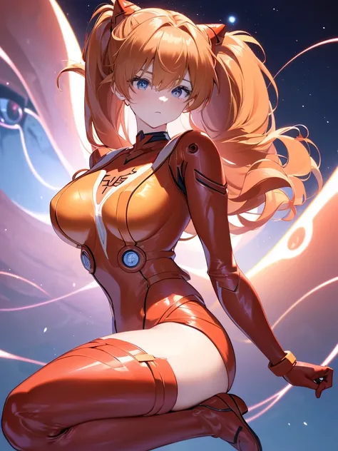 ((souryuu asuka langley,bodysuit,red plugsuit1.2,bionde,low ponytail)),(Glowing eyes:1.233), diffuse reflection, high-profile, majestic,(frown,tsundere,a very blushing face,adorable face,cute face,bishojo,kawaii,)(Beautiful and detailed eyes:1.3),1girl,独奏,...