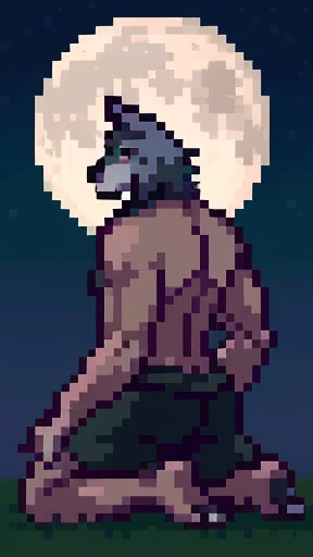 full moon, kneel, Wolf Man