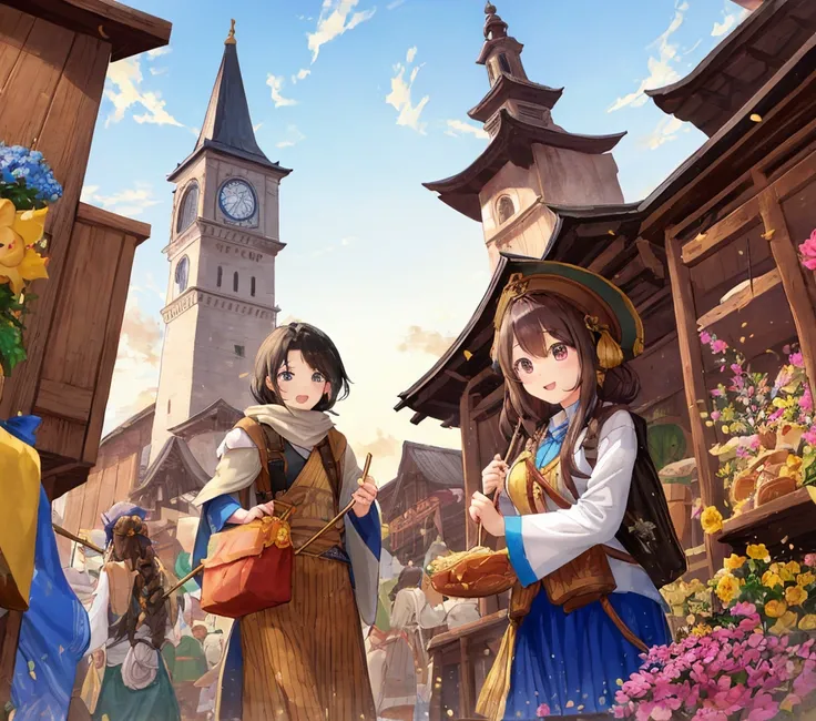 A post town at the foot of the mountains。
On the way to the Adventurer&#39;s Guild、He came to town accompanied by a merchant caravan.。
Cheerful music playing in the street、A cheerful wind was bringing the news of noon from the bell tower.。

The sweet aroma...