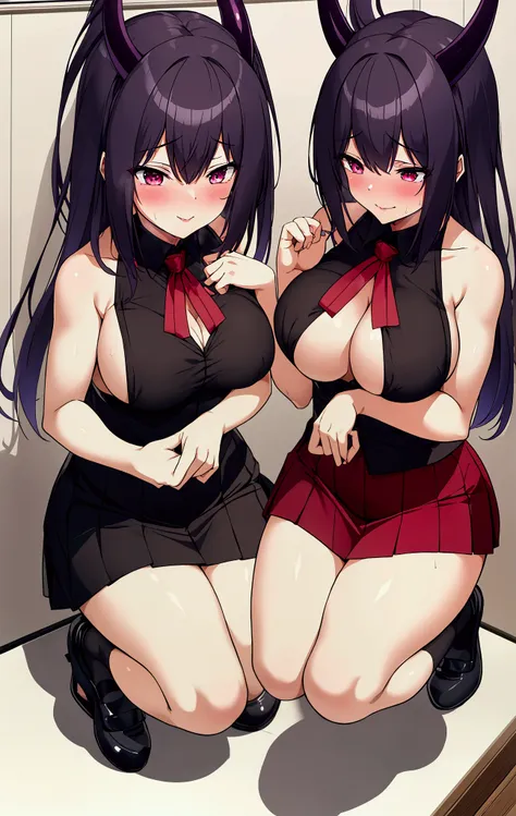 {{A succubus who wants to pose as a human and mate with a man to produce offspring has set her sights on a female teacher.}}，Full body image，More than one person，A shape-shifting succubus who steals the faces of human women，Succubus has the ability to tran...