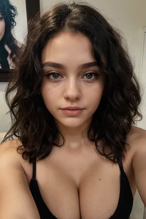 A 22 year old woman, with black, curly hair, model,
ultra quality expressive eyes,perfect hands
Perfect face, perfect eyes, shows pussy