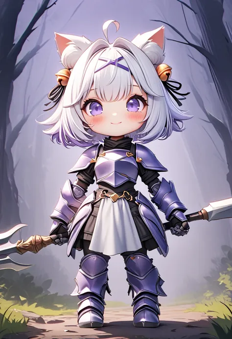 master piece, best quality, ultra-detailed, illustration, 1girl, solo, chibi, (big head), cute pose, front view, looking at viewer, ((full body Close up)), filian, filianoverall, Filiansailor, ((white hair)) , short hair, shoulder length hair, fly-away hai...