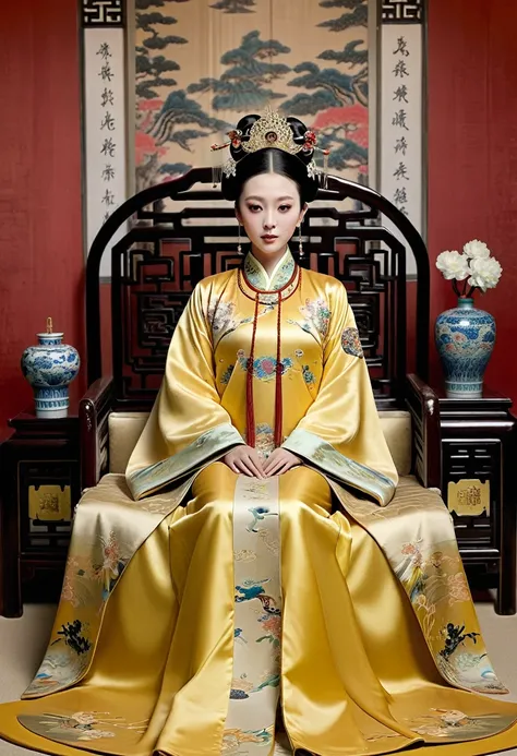 gorgeous empress of the chinese court during the qing dynasty gorgeous empress of the chinese court on a sofa, nude, large and g...