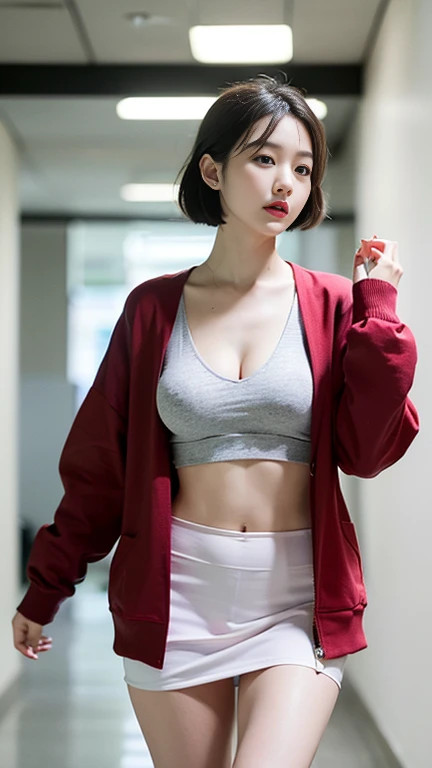 (((best quality, 8K, masterpiece:1.4)), (20 岁woman), masterpiece, clearly, Highres, High_quality, Wide_shooting, small_Face, Absurdly_short_hair, woman, Droop_breast, balance, stretch, Moderate_Face, only_Shoulder, center_Opening, underwear, ((best quality...