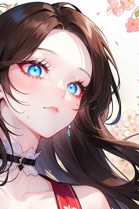 1 cool and sexy queen，1 sweet girl，brown long hair，(girly style), floral background, romantic manga, comic landscape, (instinct ...