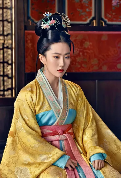 luxurious empress of the chinese court in the qing dynasty the background of this perverted and erotic woman wearing a crown and...