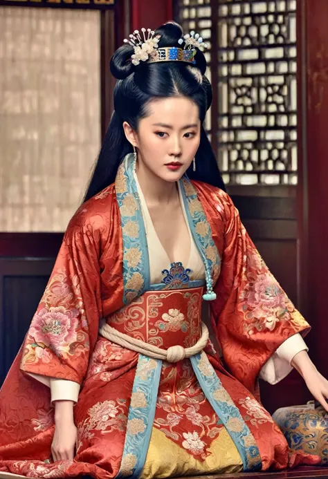 luxurious empress of the chinese court in the qing dynasty the background of this perverted and erotic woman wearing a crown and...