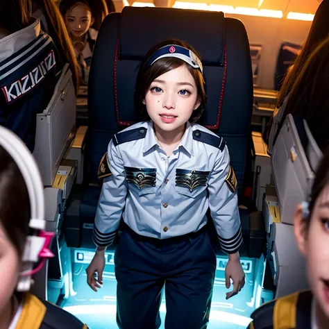 SFW,  ExtremelyDetailed (((Air crew Kids group in Kidzania:1.4))), Childish perfect face, Reflective Eyes, Detailed(Delicate Clothing textures), Corrected Leg to Foot Line, Dynamic Joyful Expressions LifeLike Rendering, ((Specular Reflection:1.28)), TopQua...