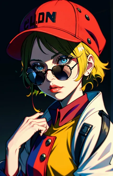 a clown in a sunglasses cap and cold blouse