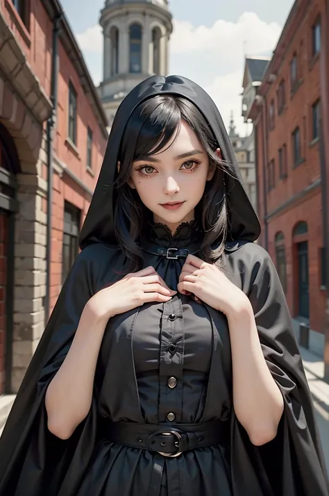 gothic, vampires, black cloaks, 18th century london, black hair, young face, smile, famous character, high detail of objects, gl...