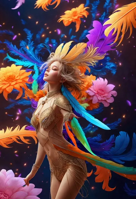 1(Very detailed), (masterpiece, Highest quality, Highest quality, Official Art, beautifully、aesthetic:1.2), (One girl:1.3), Very detailed,(Fractal Art:1.1),(colorful:1.1)(Flowers:1.3),Most detailed,(Tangled:1.2), (Dynamic pose), (Abstract background:1.3), ...