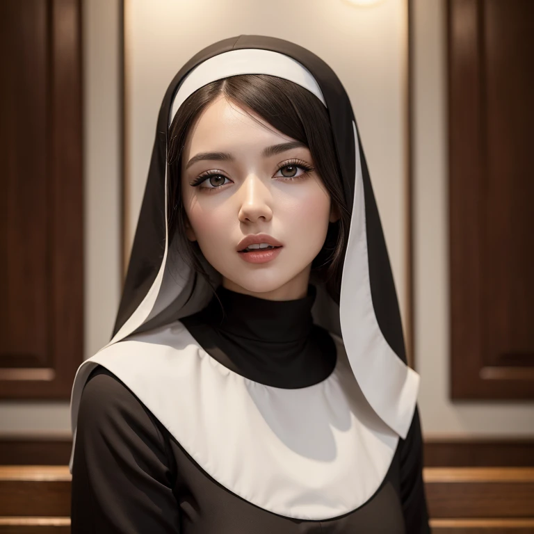 ((best quality)), ((masterpiece)), (detailed),nun, first oral penetration