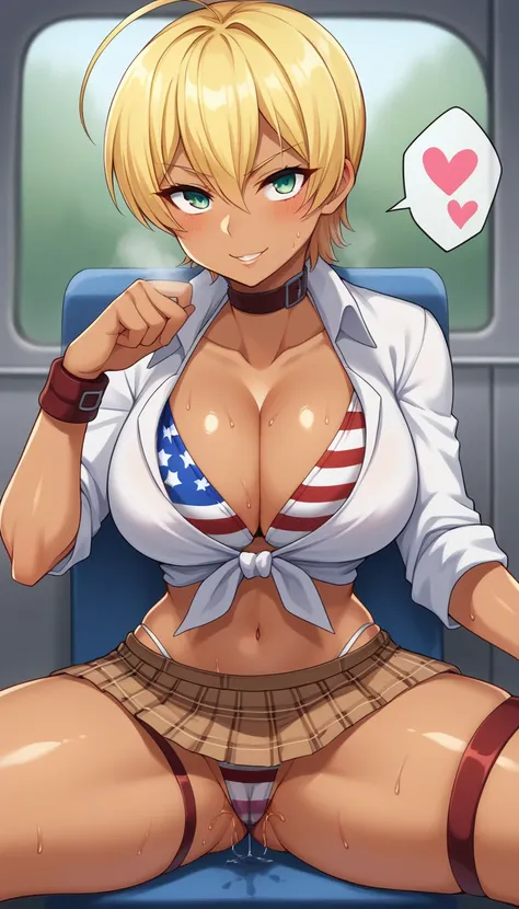 score_9, score_8_up, score_7_up, score_6_up, summer, in bus, 
BREAK
ExpressiveH, souce_explicit, ,
BREAK
1girl,mito ikumi, dark-skinned female, blonde hair, short hair, ahoge, elect nipple, large breasts, seductive, smile, spoken heart, showing thong,
coll...