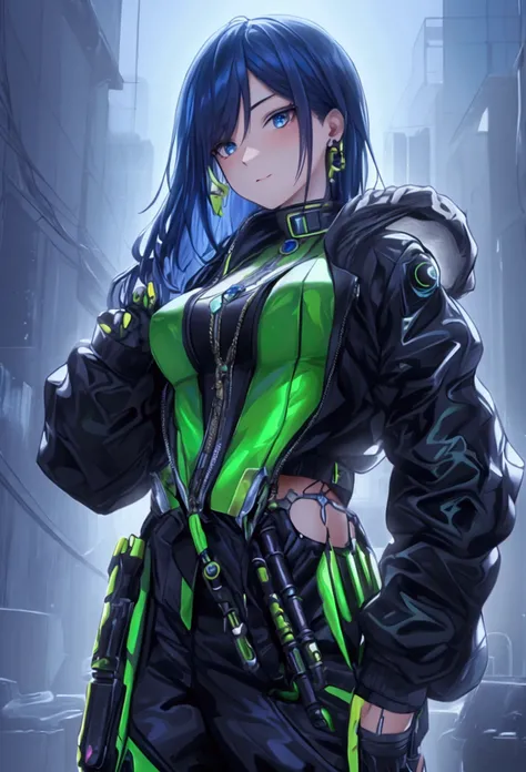 FULL HD FOTO REALISMO CINEMATIC GRAFICOS ULTRA REAISMO NOVA GERAÇÃO Athena + Kurama teen sexy  girl with green gold blue oversized clothing decote merging as a mechanic with robotic parts interspersed within his human form, dynamic pose wrench in hand, wor...