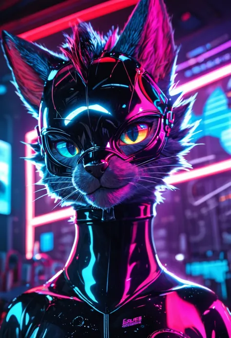 realistic, Highest quality, Highest quality, masterpiece, Ultra-high resolution, Detailed Background, Absurd, room, Perfect Anatomy, performance, Good lighting, Shadows in the movies(kemono, Furry PersonifiCation), Cat, Dragon, Rubber Body, Full Head Mask,...