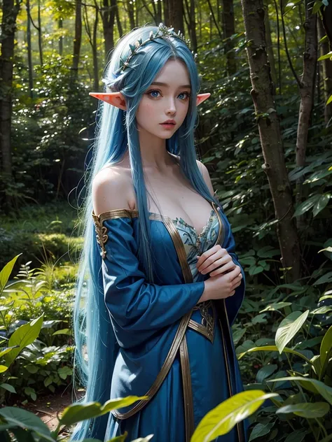 Elf ,sexy ,long hair, blue eyes, nature ,forest queen 