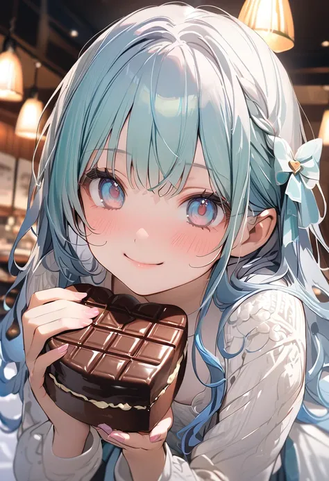 masterpiece, best quality, extremely detailed, (illustration, official art:1.1), 1 girl ,(((( light blue long hair)))), ,(((( light blue long hair)))),light blue hair, , long hair ((blush)) , cute face, big eyes, masterpiece, best quality,(((((a very delic...