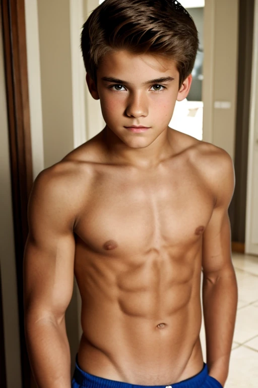 Shirtless older teen male.