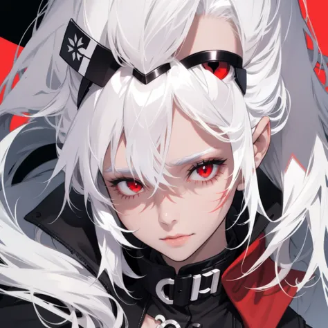 1 girl with white hair and red eyes