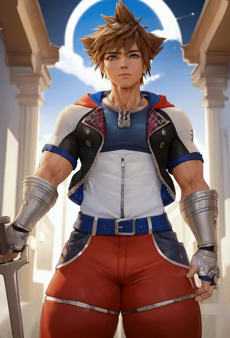 (masterpiece, Highest quality:1.2), Cowboy Shot, alone, Men&#39;s Center, One boy, sky (Kingdom hearts),Muscular body, Hall々A muscular body, Hall々A clean-cut appearance, Muscular arms, Muscular legs, only a main part, Trapezoidal fuselage, Rugged body, Mus...