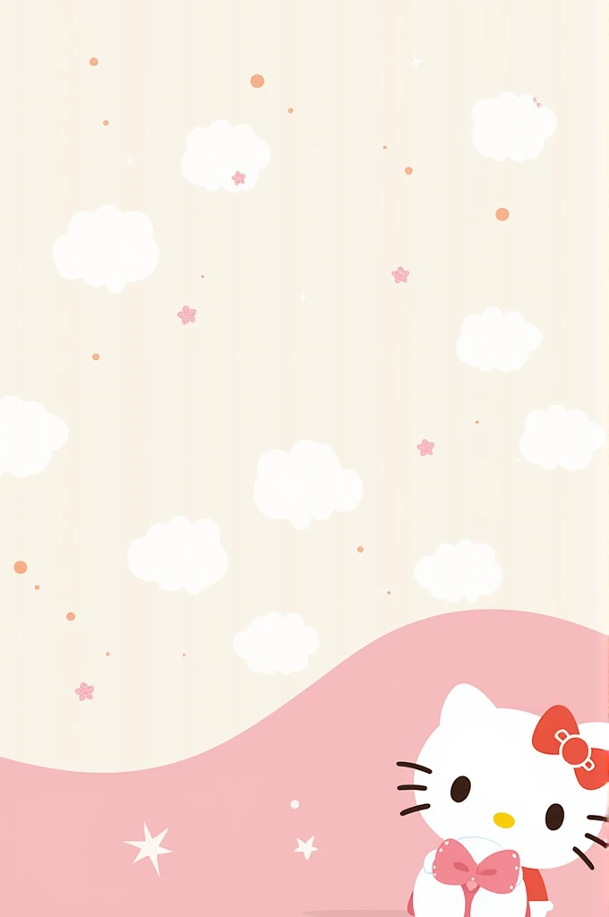 Your wallpaper might showcase Hello Kitty against a pastel-hued backdrop, complemented by soft clouds or sparkling stars. The design can include subtle details like polka dots or stripes to add texture and interest, while maintaining the classic, cute aest...