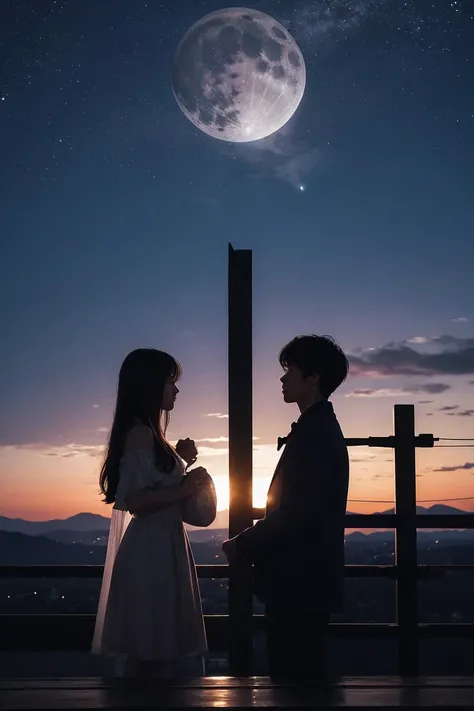 moonlight, Confession, quiet night, Silence, romantic, Gentle Breeze, star, Two people, Shadow, Whispering voice,
Under the moonlight、愛を告げるTwo peopleのShadowがquiet nightの中に浮かび上がる