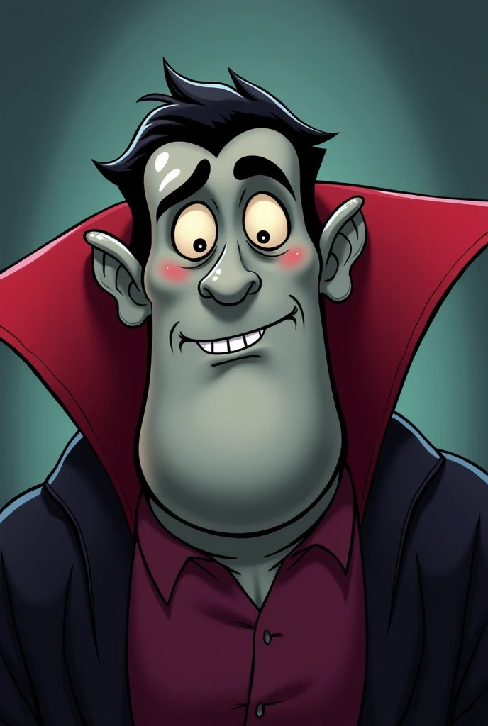 A cartoon vampire with a prominent butt chin