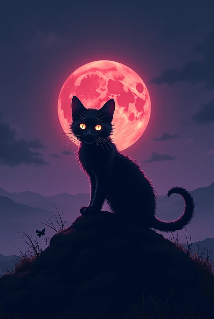 Kitten in the Night Wind:
	• Scene: The Night Kitten is on the top of a desolate hill, his fur blowing in the wind. His eyes glow with ferocious intensity as he looks ahead., as if he were watching or waiting for something. The moon in the background emits...