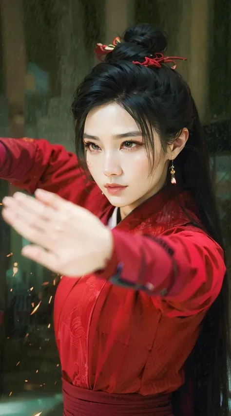 wuxia, Chinese clothes, hourglass figure, large breasts, big hips, masterpiece, best quality, ultra detailed, realistic