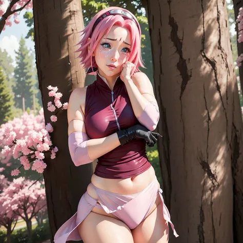 The plump Sakura Haruno captures the essence of charming acting, capturing the image of a person pretending to be innocent, adopting cute and gentle facial expressions that bring tears to the eyes, and wiping away the tears with her hands. Tight-fitting cl...