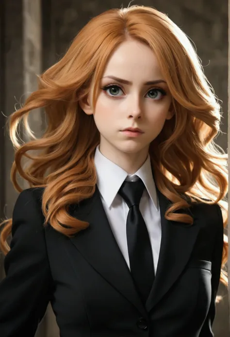 Adagio dazzle as România hetalia female with black suit and black necktie 