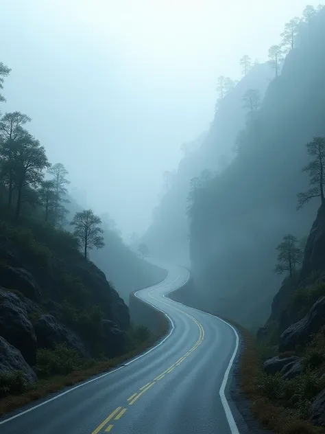 Feel the serenity and mystery of foggy mountain roads, captured with extraordinary depth and sharpness in Ultra HD