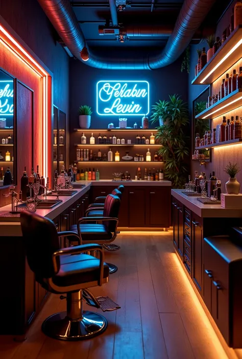 Create a design in neon led salon nameis  classic touch mens salon