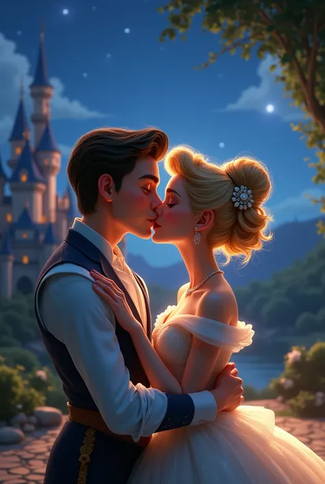 Cinderella and Ken giving a realistic kiss