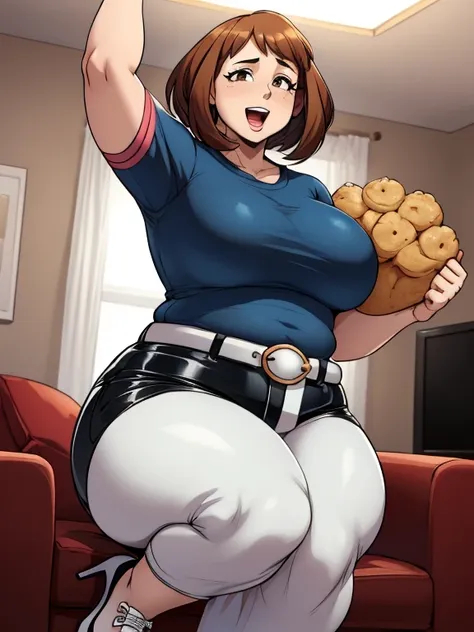 high quality, best quality, beautiful, perfect lighting, detailed face, mature face, ((1girl)), ((solo)), imagine ochaco uraraka...