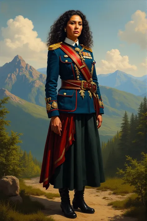 Manuela Sáenz as heroine of Colombian independence full body 