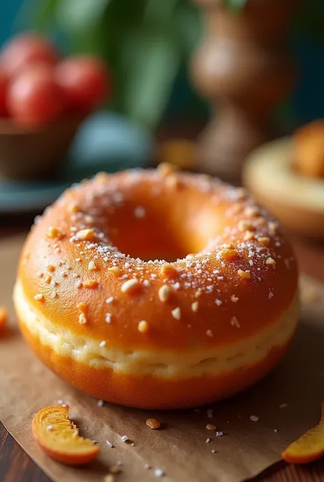 make an image of a circular donut made in Colombia with a cap