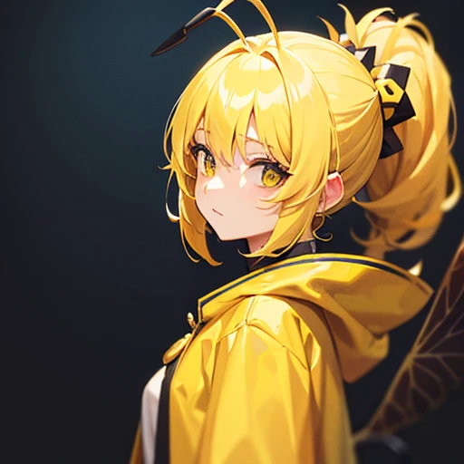 Girl with yellow cloak, Yellow hair, bee antennae 