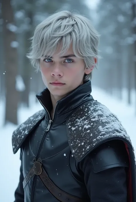 A targaryen teenager boy with 17 years with silver short hair and purple eyes. Winterfell scenary. winter, snow. perfect anatomy, no shirt