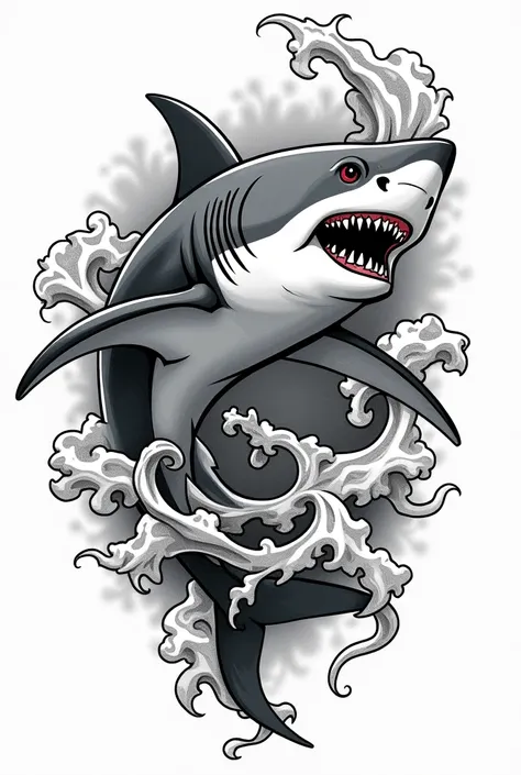 Make a shark tattoo template 
