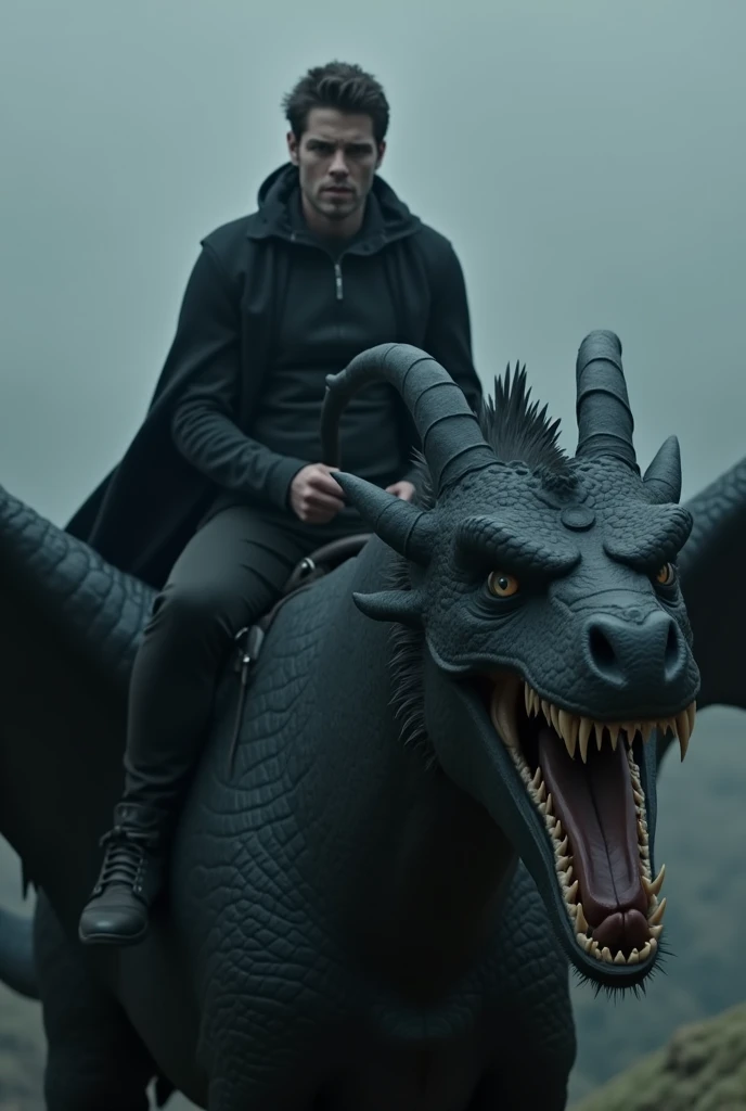 Dean Winchester Supernatural. Riding a giant black dragon.