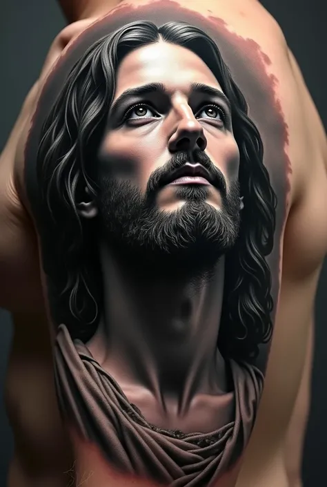 Black and Grey Jesus Christ Tattoo
