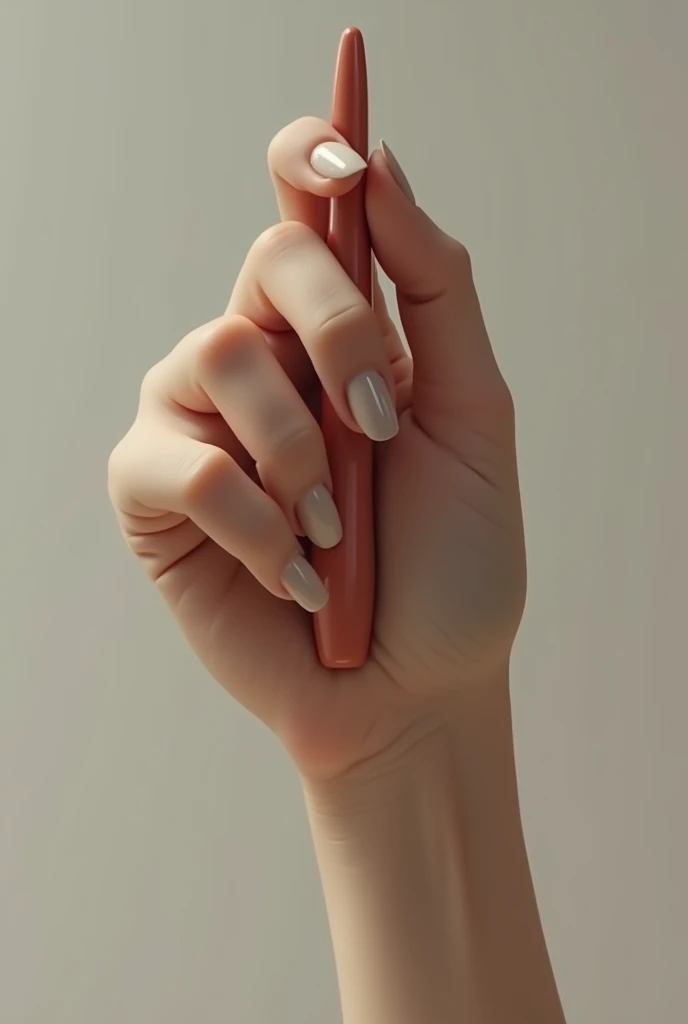 A girl hands with almond nails 
Holding a penis 