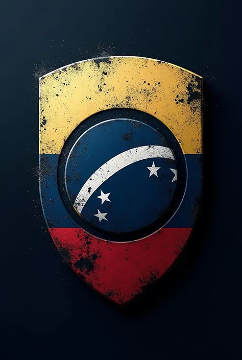 Create the image of a football shield similar to that of the Colombian national team with the color black,dark blue and white
